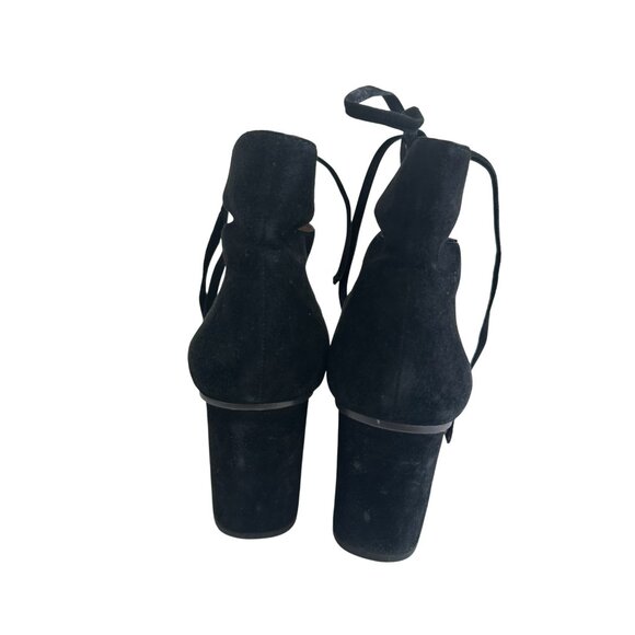 COACH Black Suede Laceup Block Heels Size 8.5 - Picture 7 of 10